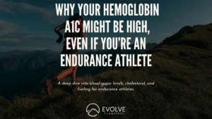 Trail runner crossing a mountain ridge at dusk, cover image for an EVOLVE Flagstaff article on hemoglobin A1c in endurance athletes.