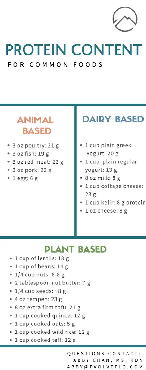  A list of common high protein foods.  